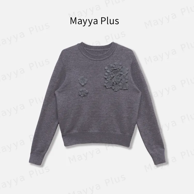 【繁花】Mayya Plus麦芽定制韩版绵羊毛流光风百搭针织上衣32537278