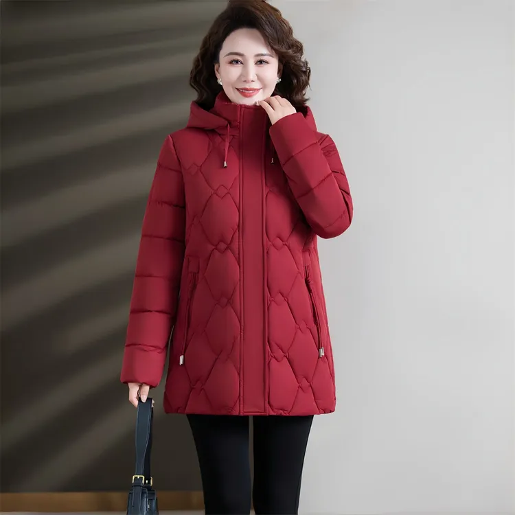 新款妈妈装棉服中年中长款加厚时尚棉衣中老年女装冬季棉袄外套