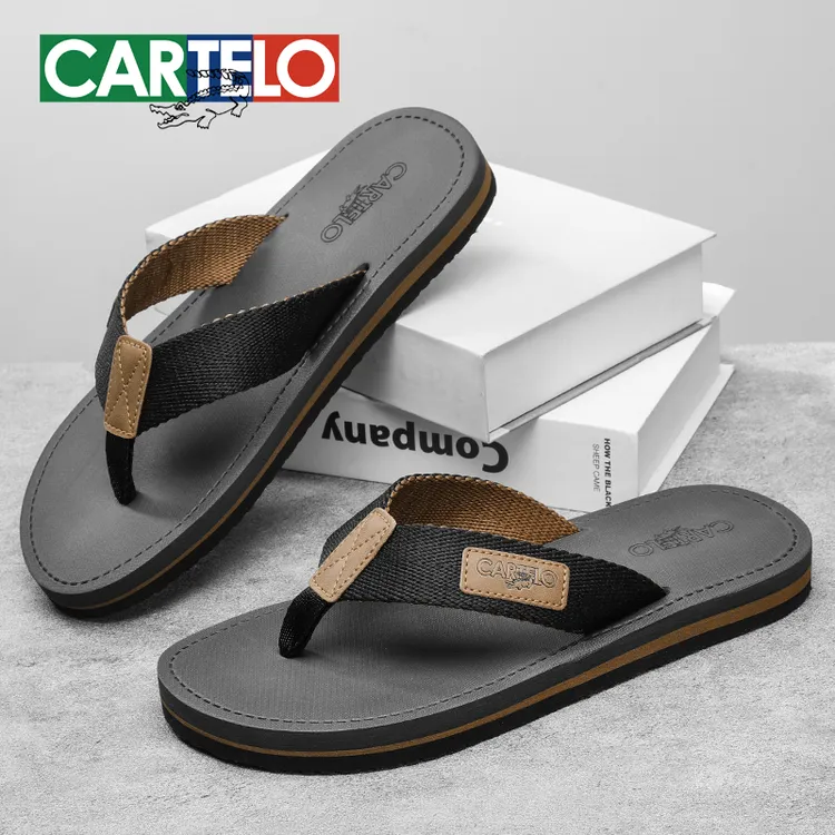 卡帝乐鳄鱼高端人字拖男夏季布带休闲百搭厚底防滑高档外穿拖鞋男