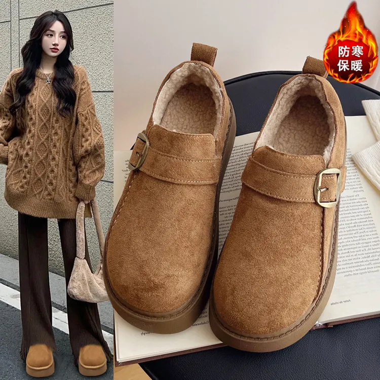 加厚绒勃肯鞋女羊羔毛全包2025秋冬季新款保暖二棉鞋厚底百搭单鞋