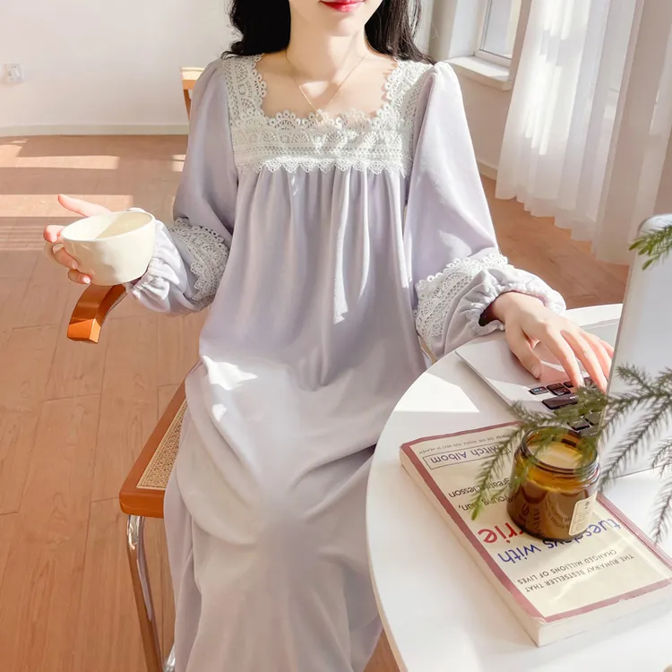 BIEN法式睡裙女秋冬季2025新款甜美公主风宫廷家居服可外穿海岛绒