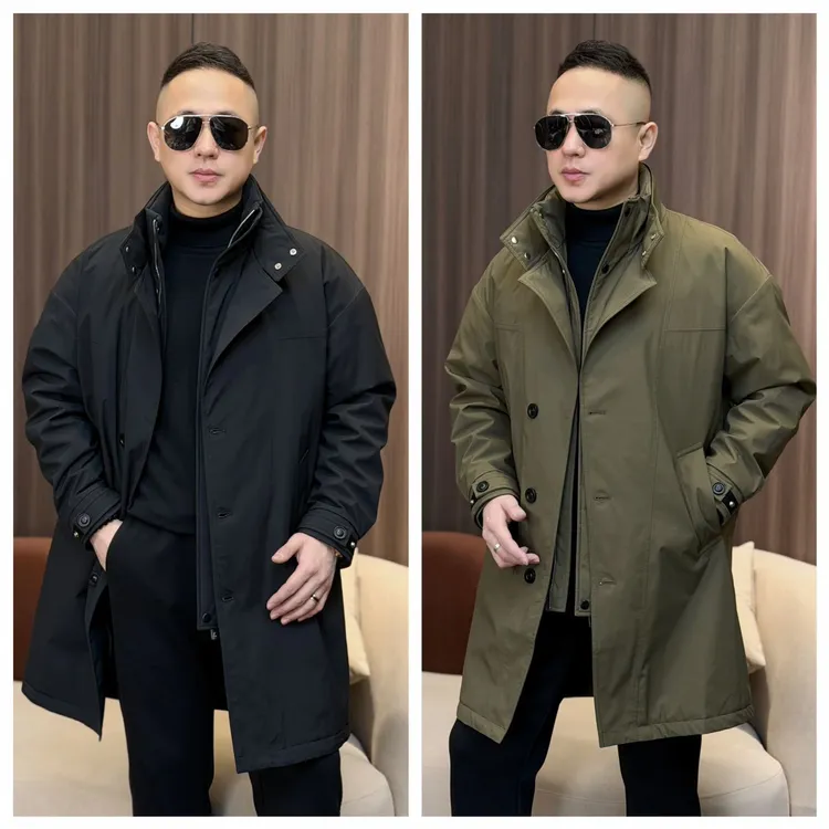 孙先生男装｜95白鹅绒男款两件套风衣外套长款鹅绒服外套85079