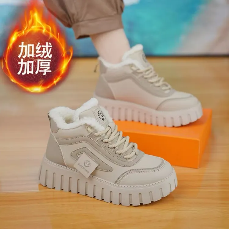 【断码清仓】冬季新款加绒高帮鞋百搭厚底增高加厚保暖鞋短靴雪地靴