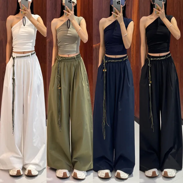 韩系气质简约显瘦直筒休闲裤女2025夏季松弛感宽松百搭阔腿长裤潮