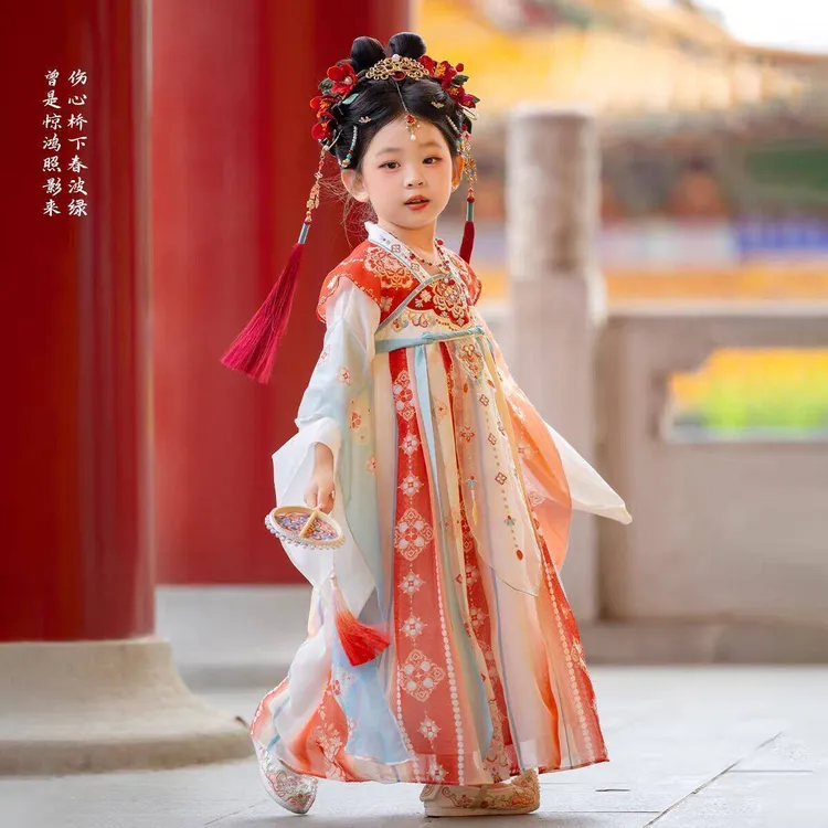 汉服女童爆款2025新款红色儿童仙女服儿童古装公主裙中式国风襦裙