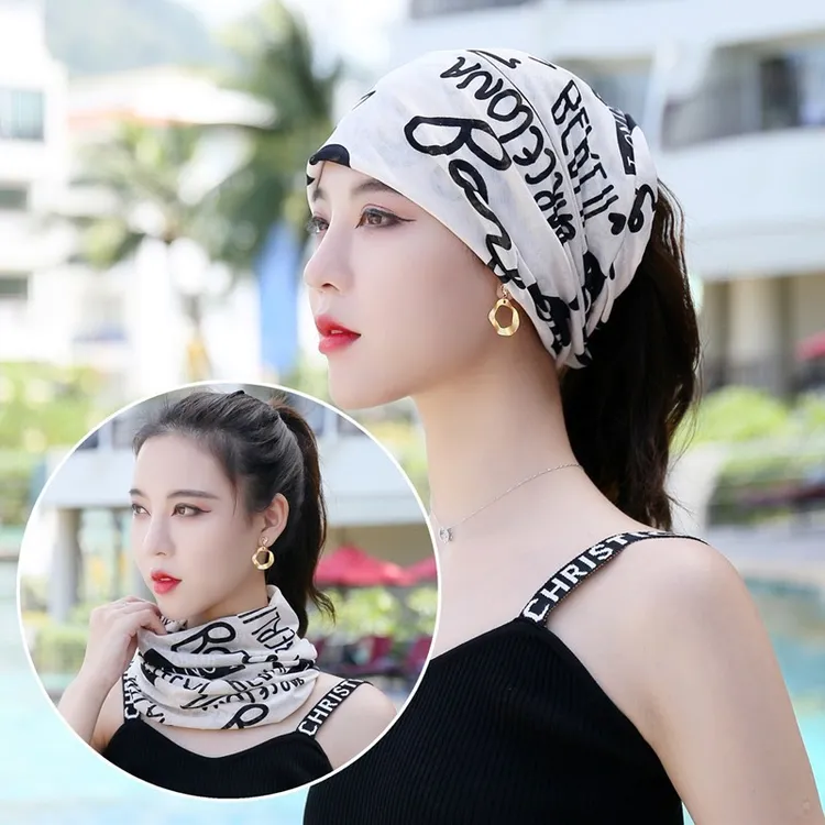 适合扎高马尾的帽子女夏天跑步头巾产妇洋气套头帽月子帽骑行脖套