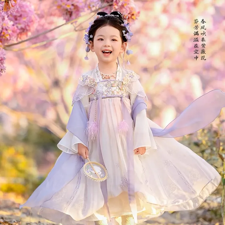 汉服女童2025爆款春夏儿童仙女裙儿童新中式超仙襦裙古风连衣裙女
