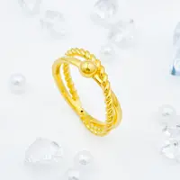 【国潮】足金999 交叉麻花珠珠戒指 1.07 12圈口