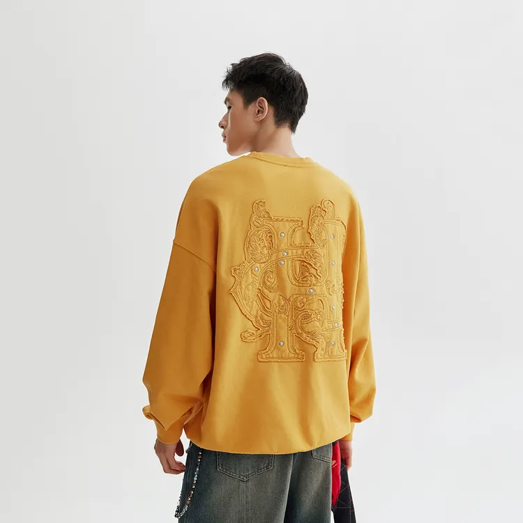 CHINISM赤尘 贴布绣重磅纯棉圆领卫衣男2025秋季新款1061