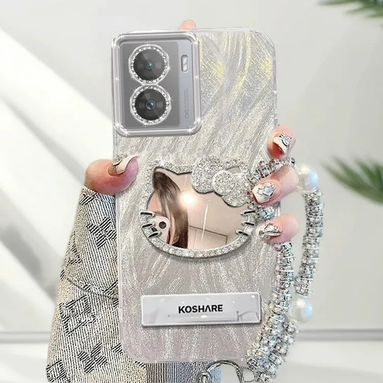 自带镜头膜VIVOiQOOZ7X手机壳全包V2272A软壳镶钻kt猫镜子iQOOz7x