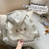 【麦麦妈】D089冬季中小童卡通印花加绒开衫外套新品男女宝宝保暖