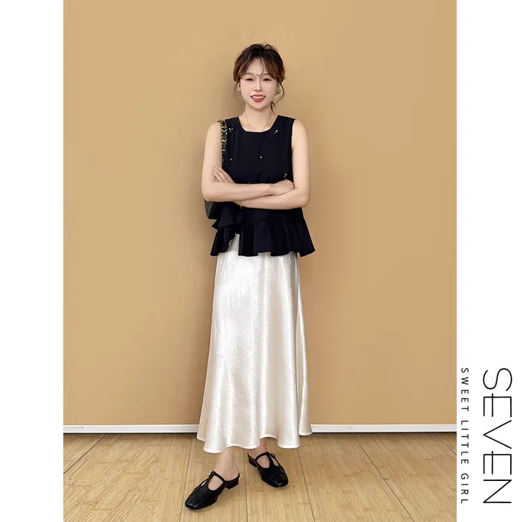 2水钻小衫⑧七七146小个子设计感小众水钻无袖衬衣女夏上衣小美说