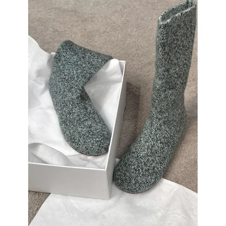 保暖长筒靴2025新款针织弹力靴女瘦瘦靴袜靴百搭显瘦中筒平底女靴