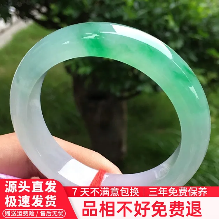 缅甸翡翠手镯冰种正阳绿正圈玉镯子老坑玉石春彩小众贵气珠宝礼物
