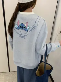 小雅姐姐  减龄卡通刺绣公仔撞色领圆领卫衣KE03