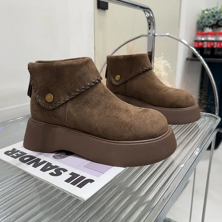 欧货松糕厚底勃肯短靴女2025秋新款英伦风切尔西靴轻便舒适马丁靴