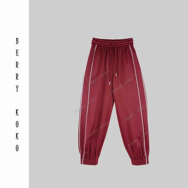 【MISSKO】 秋冬复古定制面料内里“加绒”显瘦收口校服裤K188