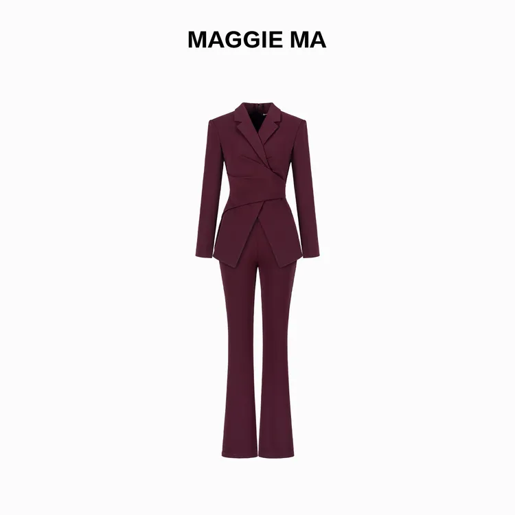MAGGIE MA马婧设计师款紫红色优雅干练气场套装421S/422P