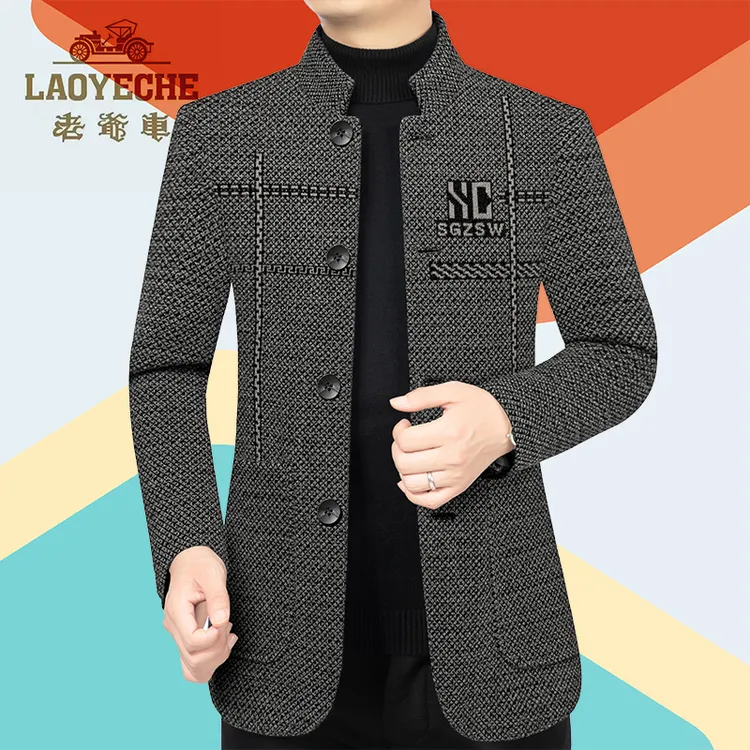 老爷车正品秋冬季新款男士立领夹克外套雪尼尔百搭上衣爸爸男装潮