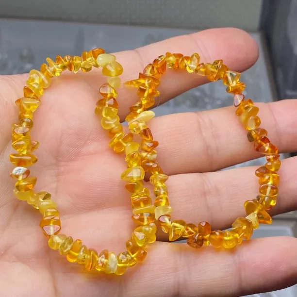 保真天然琥珀蜜蜡金珀血珀原石随行异形手链手串项链锁骨链毛衣链