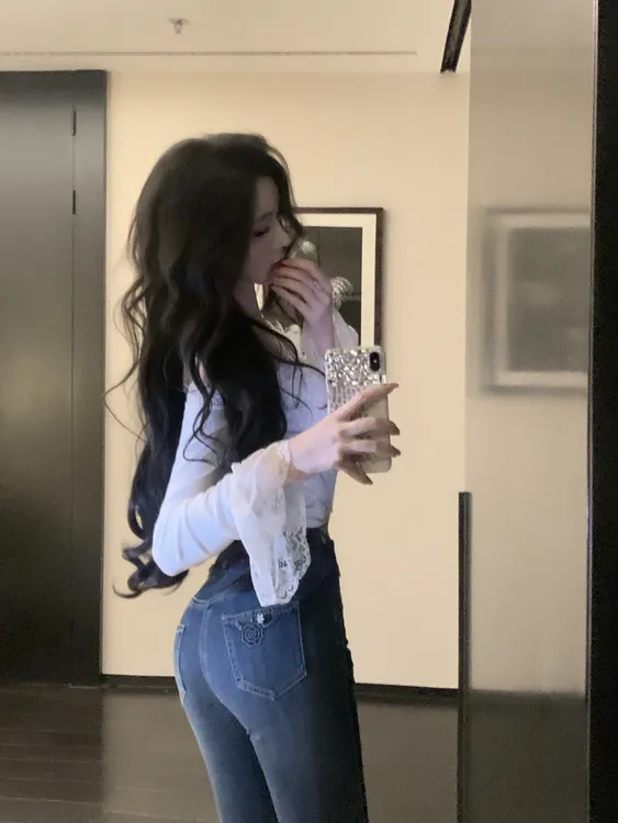 【雅乔定制】漫画瘦腰裤烫钻加绒牛仔裤女高腰小脚裤DYTH-251131058