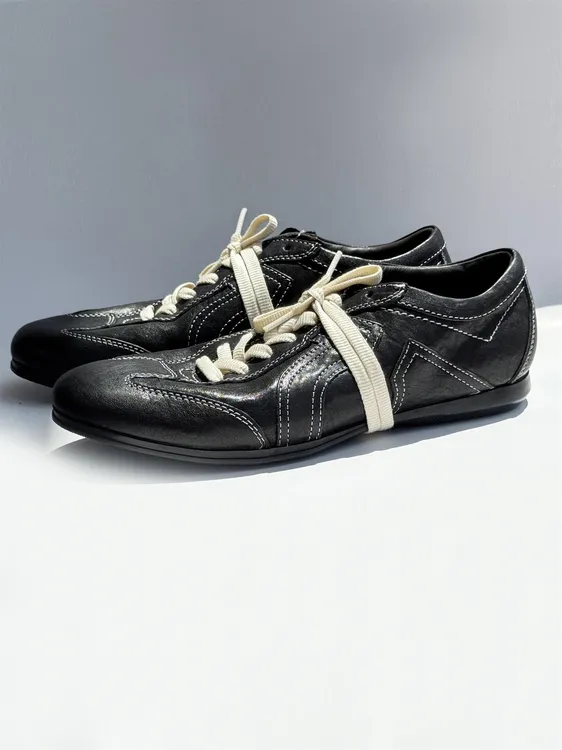 马皮德训男鞋初代版6100系带黑色拼色男款真皮百搭