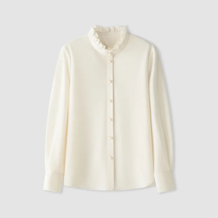 【冬姐自主品牌】VOR 【可套洗衣袋机洗】绵羊毛混纺衬衫 V25300618