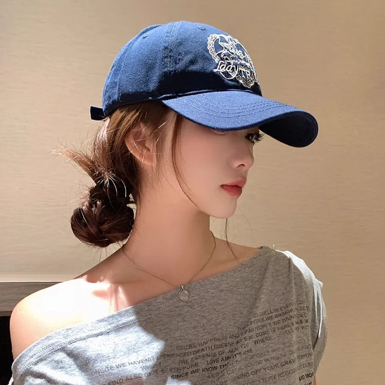 爱心刺绣红色棒球帽女2025新款韩版高品质复古软顶显脸小鸭舌帽