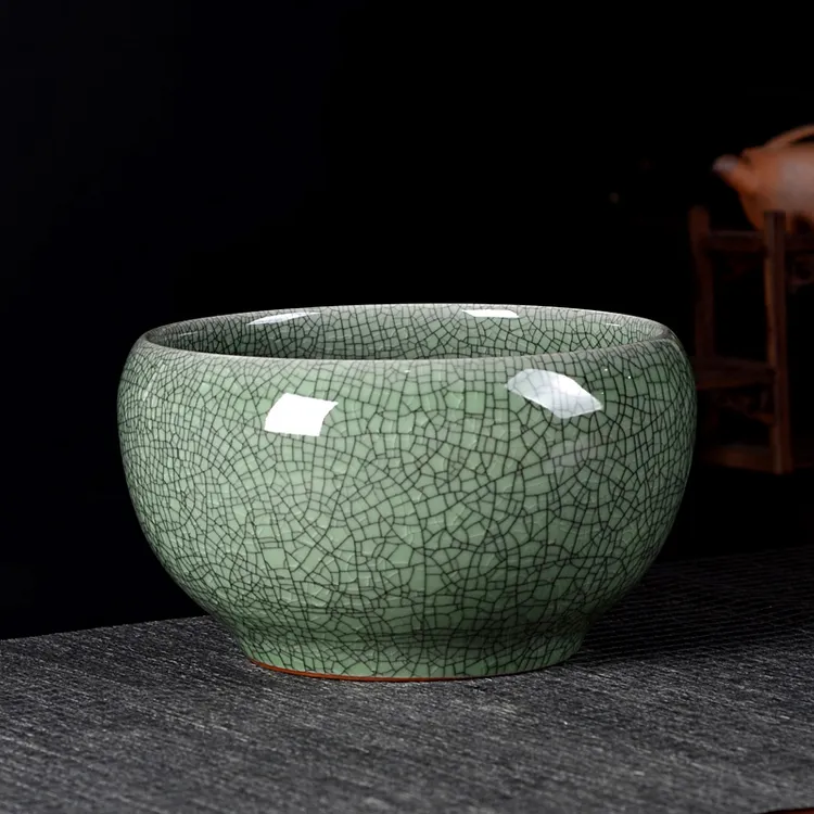 大号茶渣缸哥窑开片茶洗缸陶瓷建水洗茶杯盆功夫茶具茶道零配水盂