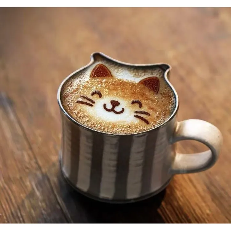 景德镇手工粗陶新中式手工粉引竖纹猫耳咖啡杯  B0068