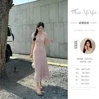 【柔柔心动组】<中秋国庆大狂欢>小个子气质显瘦蕾丝V领收腰连衣裙