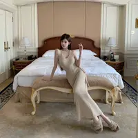 FAY 【半熟芝士】镂空系带收腰修身针织连衣长裙贵气女2025秋季新品