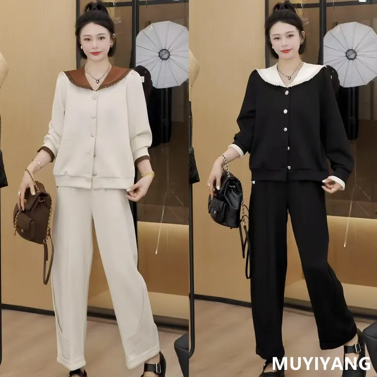 【春天】独特超好看娃娃领拼接袖口高定两件套 衣长61 25-085#衣服