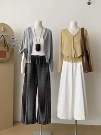 【可可家】韩系简约V领针织开衫长袖外套Z660