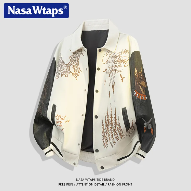 NASA WTAPS高级感刺绣拼接夹克男秋季潮牌情侣美式休闲服防风外套