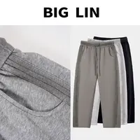 BIG林 25ss秋季新款百搭情侣运动休闲纯色针织抽绳裤25-6155