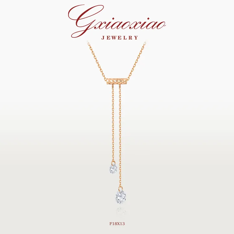 G XIAOXIAO 镀K金 高级感气质百搭流苏坠链水滴项链F18X12 F18X13