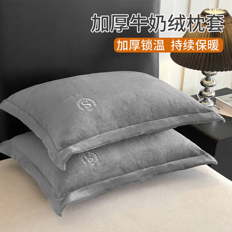 牛奶绒枕套一对装48X74cm枕头套枕芯套装冬季加厚单只可拆内胆套