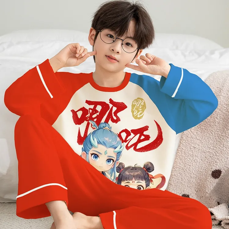 2025新款哪咤睡衣男童春秋季纯棉敖丙儿童男孩大童夏季家居服春装