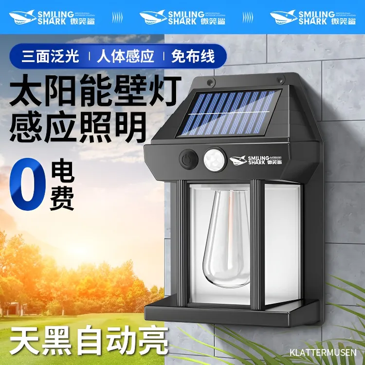 新款户外太阳能壁灯户外防水钨丝灯感应庭院灯花园别墅小夜灯照明