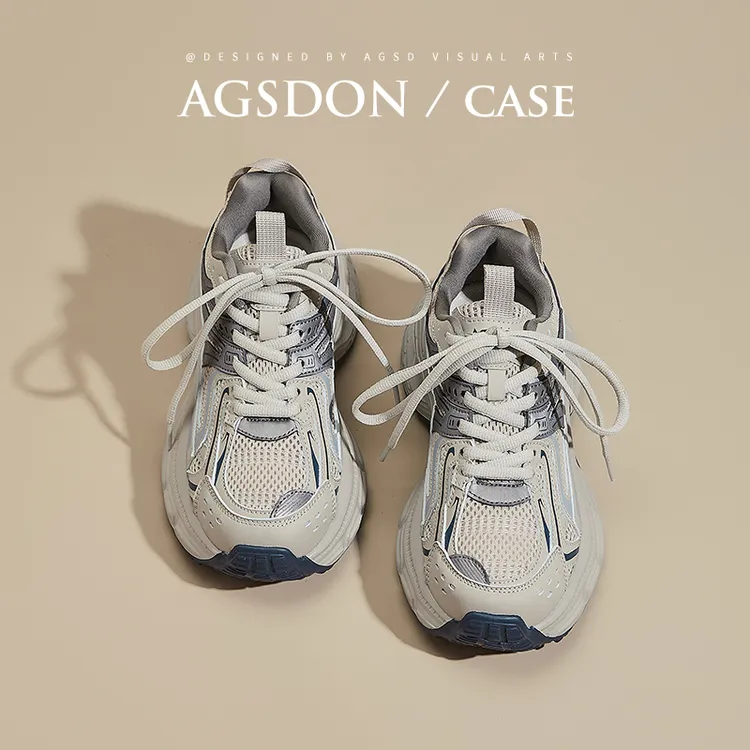 奥古狮登厚底老爹鞋女2025春季新款爆款百搭增高休闲灰色运动鞋xx