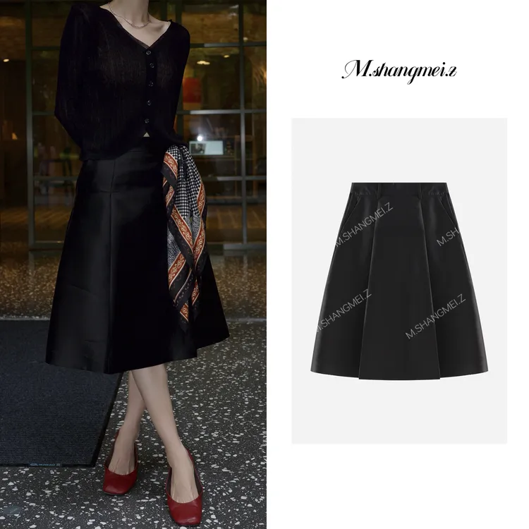 M.SHANGMEI.Z/沐熙【瑬光丝缕】美大哥高级真丝羊毛半身裙X072741