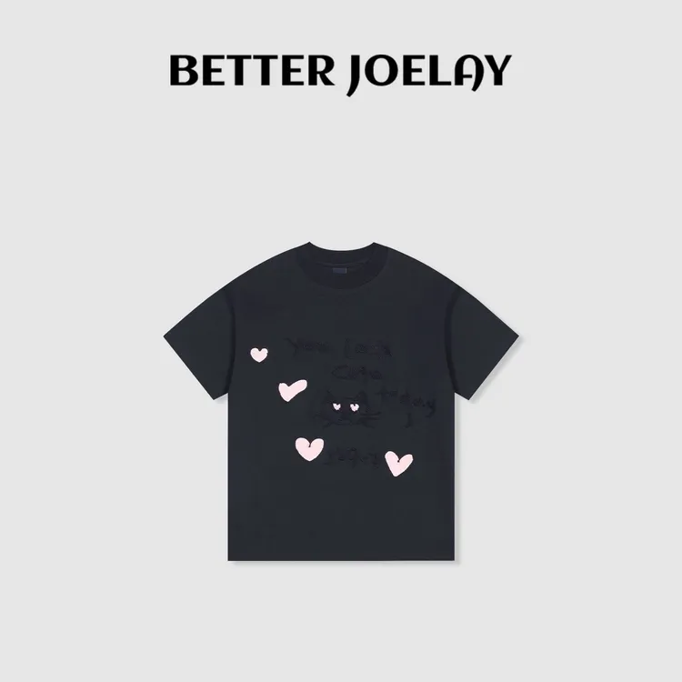 （MY）BETTER JOELAY-中版【心动小猫】时尚百搭宽松T短袖可爱KH3359
