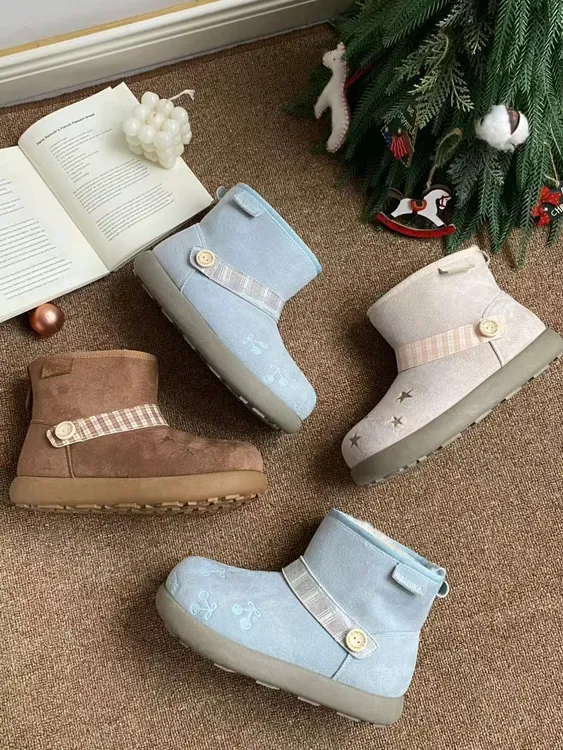 时尚雪地靴加绒女鞋2025冬季新款靴子百搭休闲加厚保暖厚底棉鞋