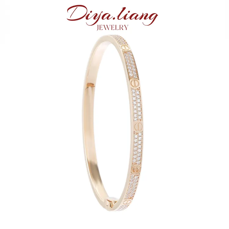 925银手镯 梁雅帝新品【香槟金蜂巢满天星环】精工气质百搭纯银手镯