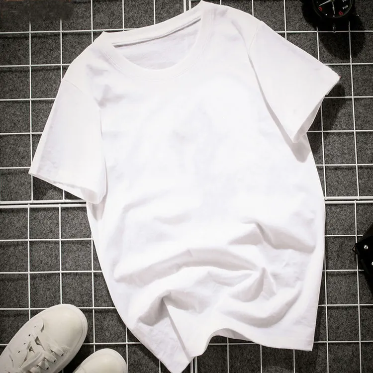 100棉纯色白色小T恤 男女短袖T恤透气打底衫纯棉圆领吸汗体恤上衣