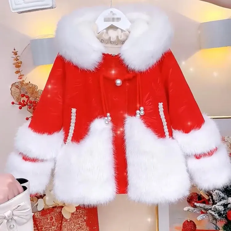 YeeHoO英氏【断码】女童皮草外套2026新款冬装女孩棉服儿童加绒派