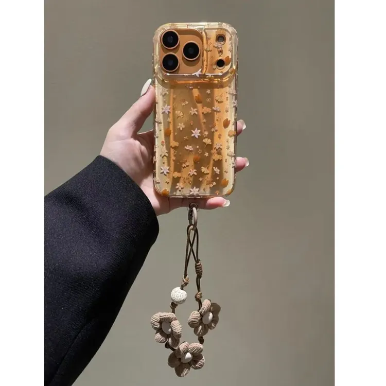秋冬金灿灿落叶碎花手绳适用iPhone17pro手机壳苹果16pro新15pro