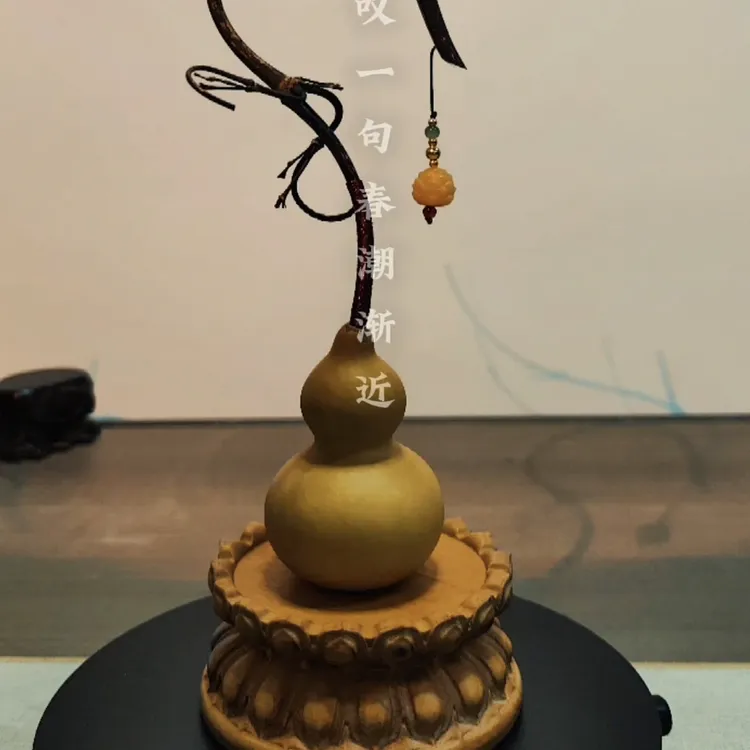 天然小葫芦手把件带龙头可盘玩的文玩葫芦