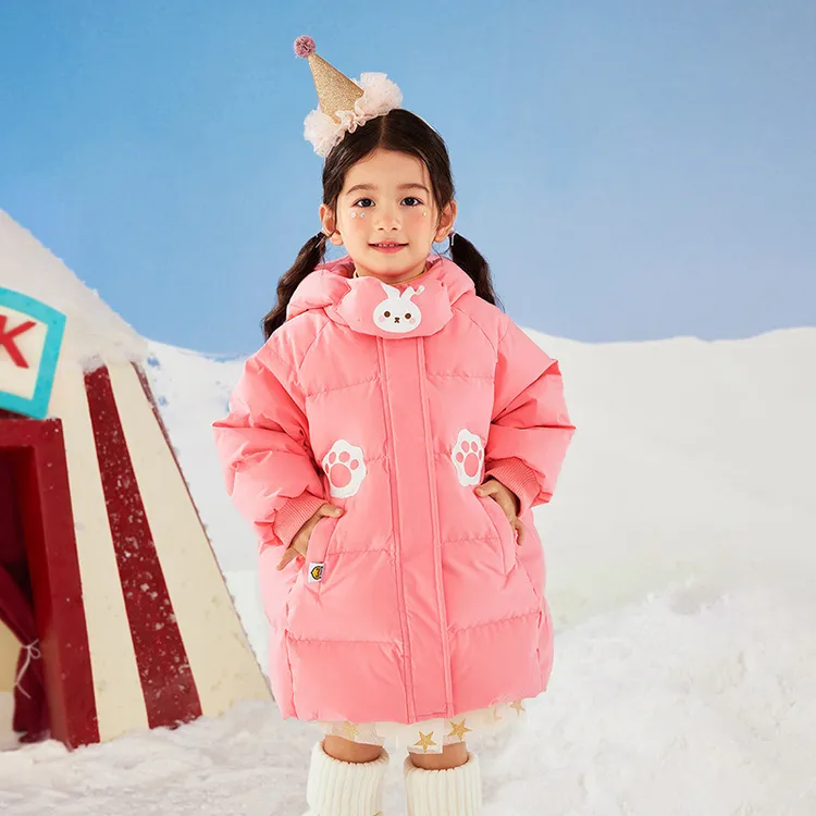 小黄鸭羽绒服儿童女童冬季中小童加厚中长款外套洋气男孩三防户外